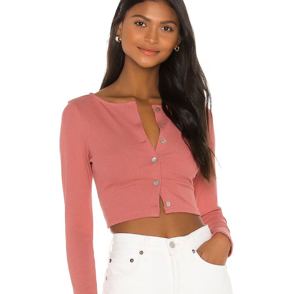 Lovers and Friends Nanette Dusty Rose Button-Up Top Cardigan